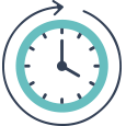 imagem HM Clinic - ícone de relógio com seta de tempo a passar